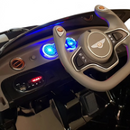 Tableau de bord de la voiture électrique enfant Petit Pilote Bentley EXP avec volant gris, lumières LED et port USB