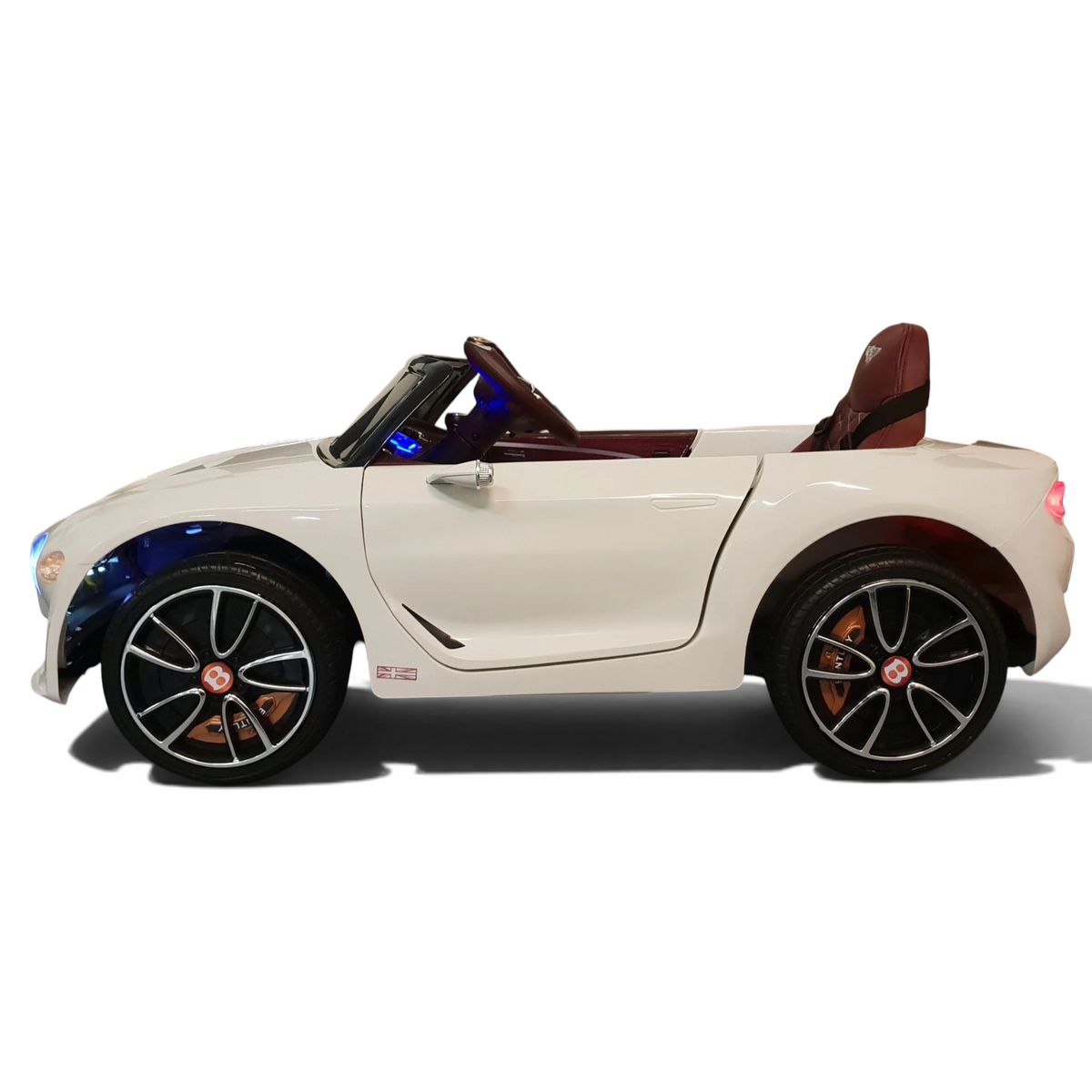 Voiture électrique enfant Petit Pilote Bentley EXP blanche avec siège en simili cuir et pneus en caoutchouc