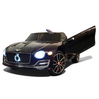 Voiture électrique enfant Petit Pilote Bentley EXP 12V noire avec portes papillon ouvertes et phares LED allumés
