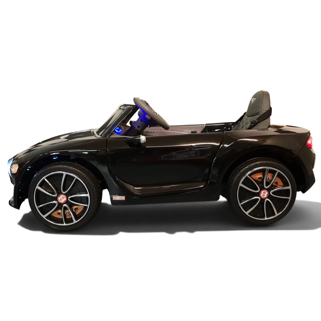 Voiture électrique enfant Petit Pilote Bentley EXP 12V noire avec siège en cuir matelassé et jantes sport
