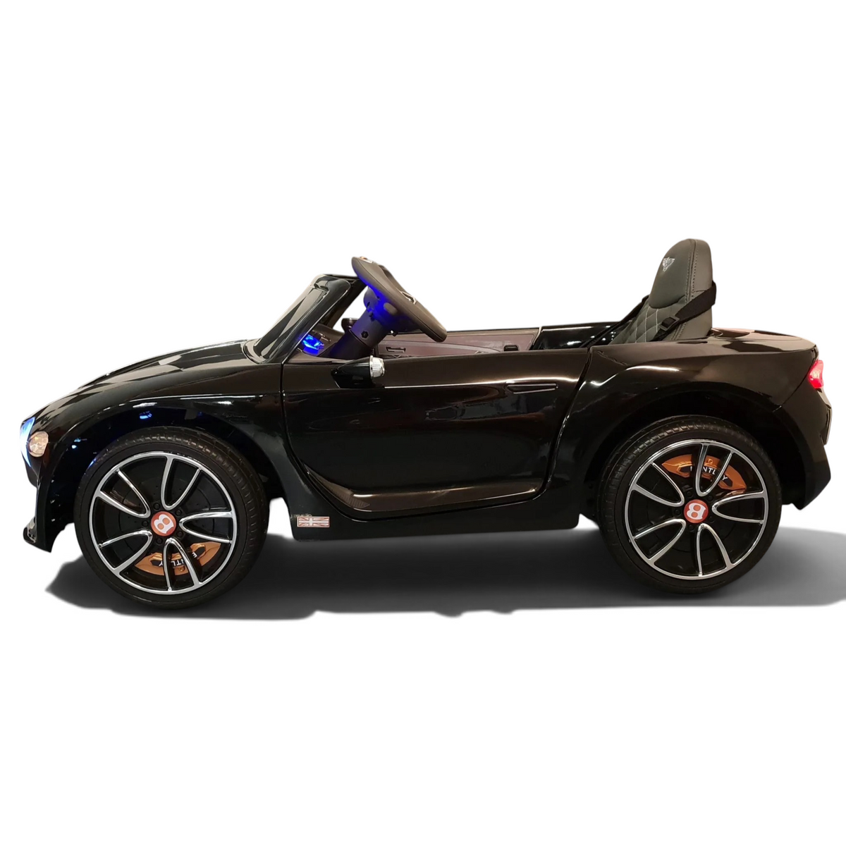 Voiture électrique enfant Petit Pilote Bentley EXP 12V noire avec siège en cuir matelassé et jantes sport