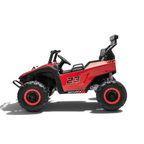 Buggy électrique enfant Petit Pilote Patrol 24V rouge deux places avec pneus caoutchouc et suspensions tout-terrain