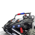 Buggy électrique enfant Petit Pilote Police Patrol noir et blanc avec gyrophares, suspensions rouges et phares LED