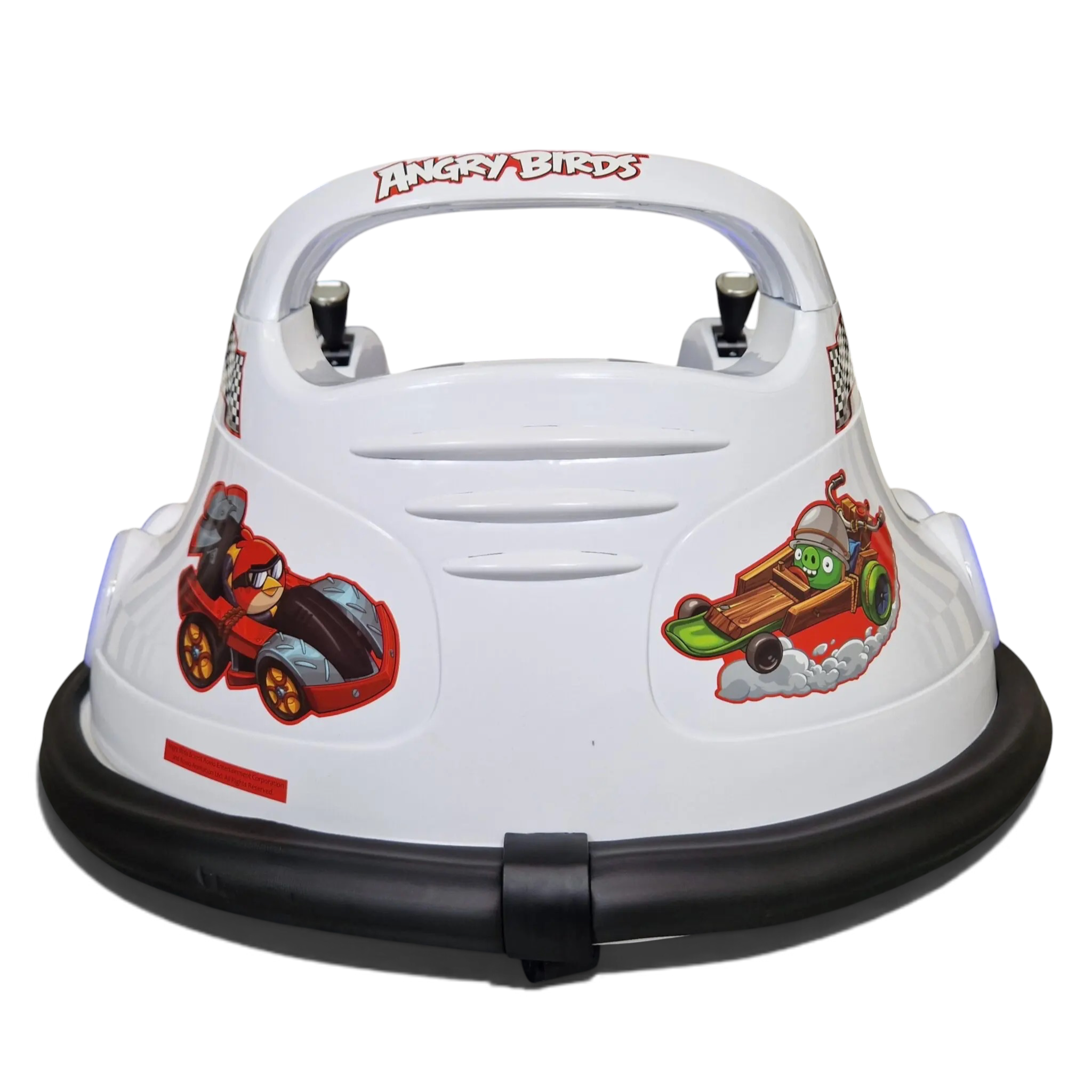 Bumper Car Angry Birds Petit Pilote blanche avec pare-chocs en caoutchouc noir et décorations de personnages