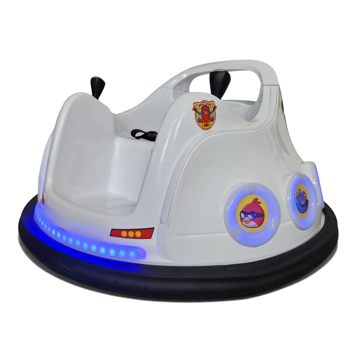 Bumper Car Angry Birds Petit Pilote blanche avec pare-chocs en caoutchouc, lumières LED et stickers officiels