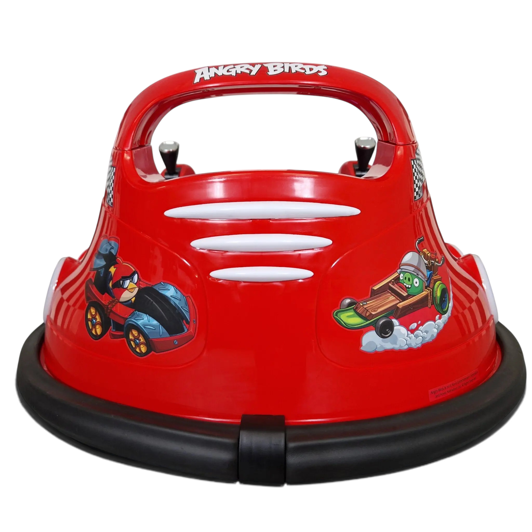 Bumper Car Angry Birds 6V rouge Petit Pilote avec pare-chocs en caoutchouc et décorations Angry Birds pour enfants