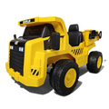 Camion benne électrique pour enfant Petit Pilote Caterpillar jaune avec phares LED et pneus robustes