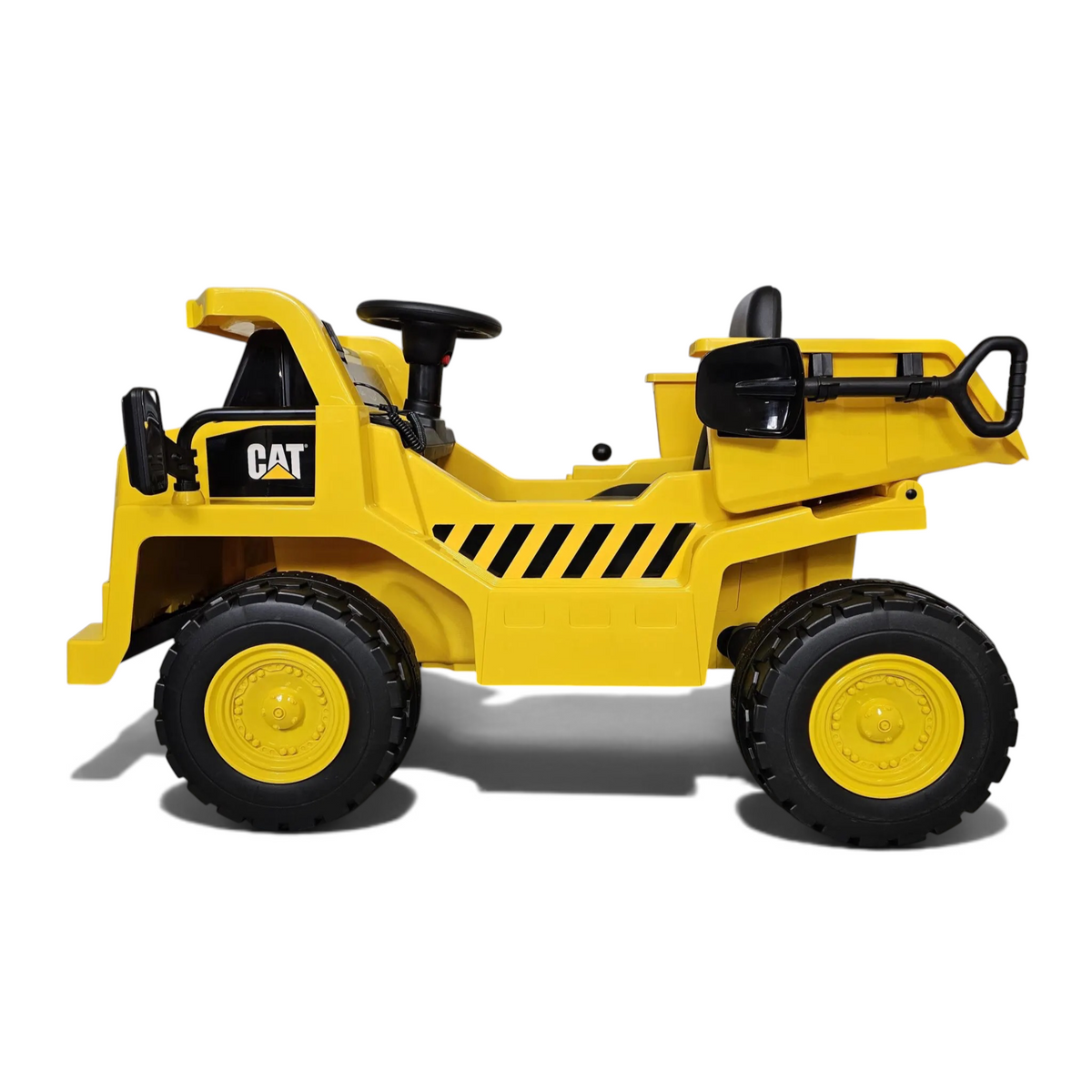 Camion benne électrique Petit Pilote Caterpillar jaune pour enfant avec benne basculante et pneus robustes