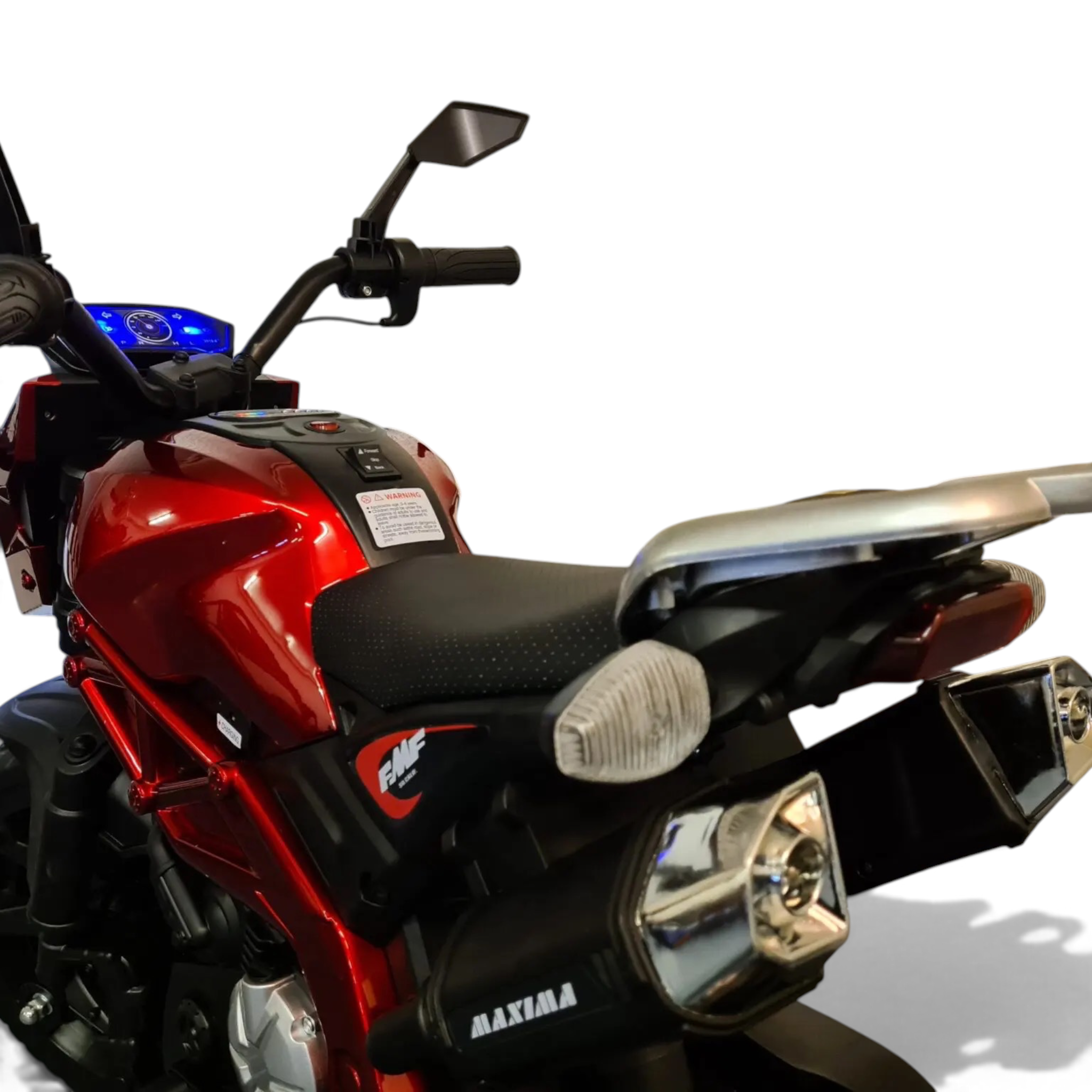 Moto électrique pour enfant Petit Pilote Grom Superbike rouge métallisé avec détails noirs et échappement chromé