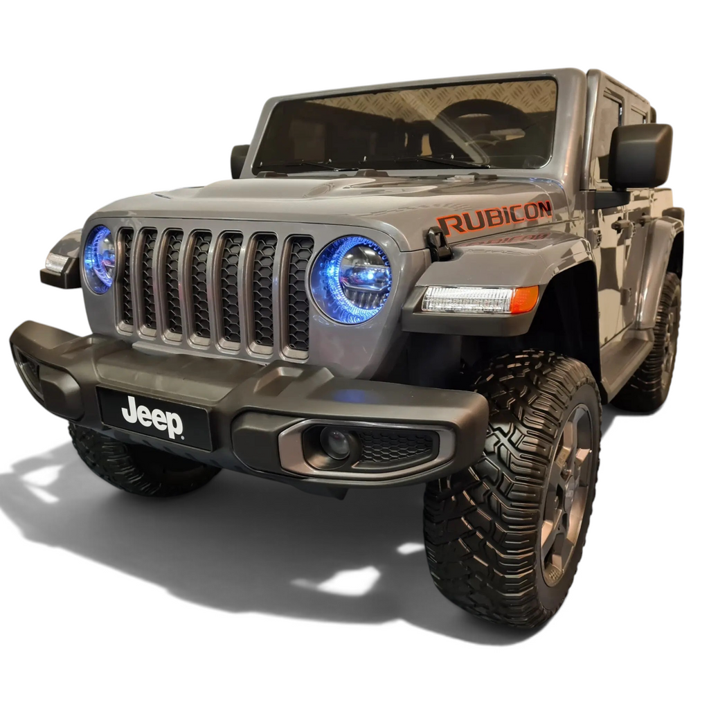 Jeep électrique enfant Petit Pilote Gladiator 12V grise avec phares LED bleus et pneus tout-terrain robustes