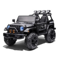 Jeep électrique enfant Petit Pilote Gravity 12V noir métallisé 2 places avec phares LED et sièges en cuir
