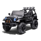Jeep électrique enfant Petit Pilote Gravity 12V noir métallisé 2 places avec phares LED et sièges en cuir
