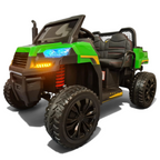 Jeep électrique enfant Petit Pilote Farmer 4x4 verte 2 places avec phares LED, pneus EVA et siège en cuir confortable