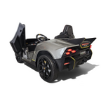 Voiture électrique enfant Petit Pilote Lamborghini Auténtica gris métallisé avec portes papillon et phares LED arrière