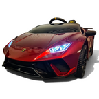 Voiture électrique pour enfant Petit Pilote Lamborghini Huracán rouge métallisé avec phares LED allumés