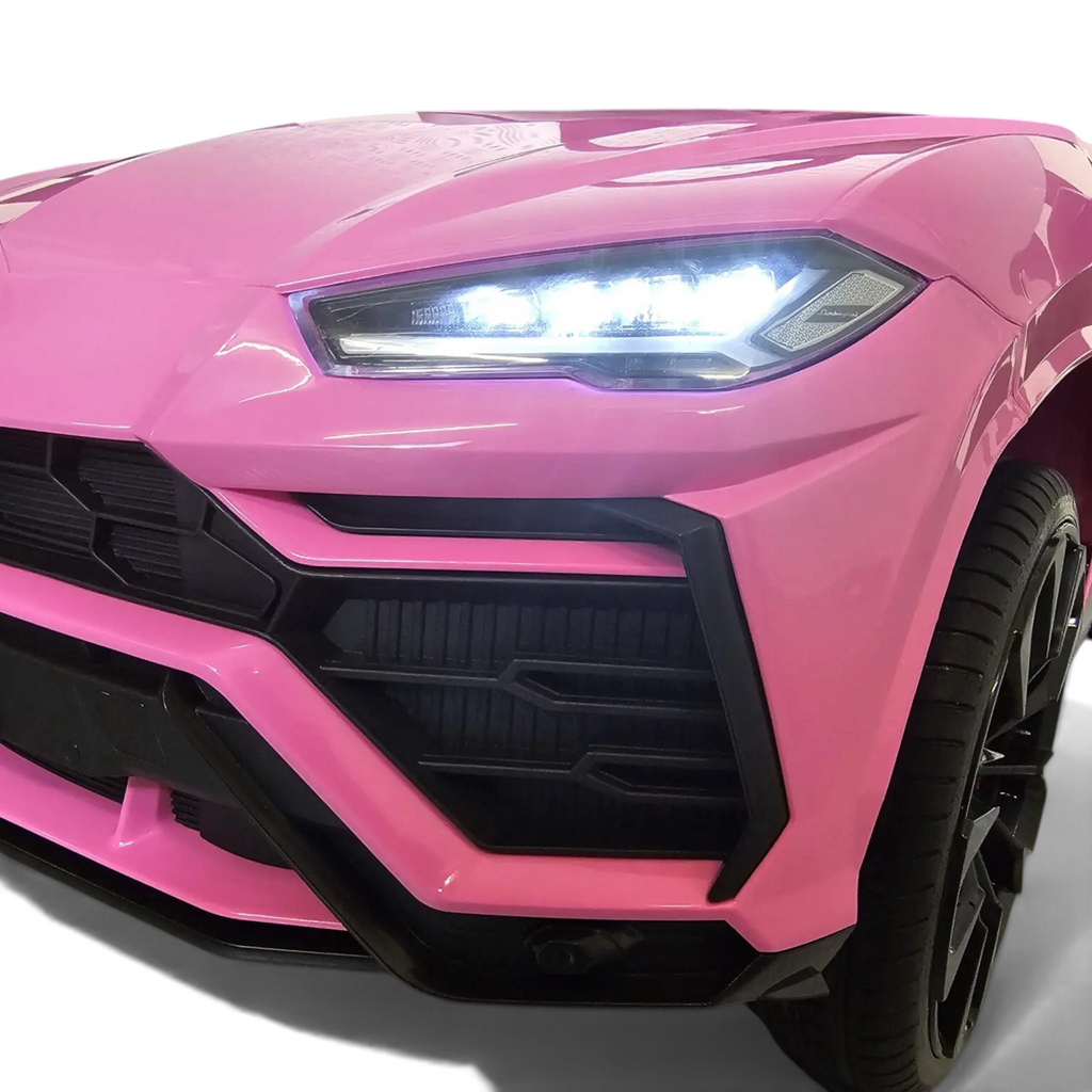 Voiture électrique enfant Lamborghini Urus rose Petit Pilote avec phares LED allumés et détails sportifs