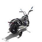 Moto électrique enfant Petit Pilote BMW R18 noire avec roues stabilisatrices, siège en cuir et détails chromés