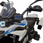Moto électrique enfant Petit Pilote BMW F850 police bleu et blanc avec phares LED et pare-brise