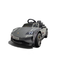 Voiture électrique pour enfant Petit Pilote Porsche Taycan grise avec phares LED, siège en cuir et détails réalistes