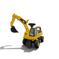 Porteur pelleteuse Petit Pilote CAT jaune et noir avec pelle articulée pour enfants, idéal pour jouer en intérieur ou jardin