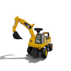 Porteur pelleteuse Petit Pilote CAT jaune et noir avec pelle articulée pour enfants, idéal pour jouer en intérieur ou jardin