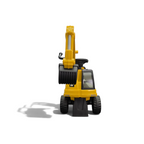 Porteur pelleteuse CAT jaune et noir pour enfants avec pelle articulée, vendu par Petit Pilote