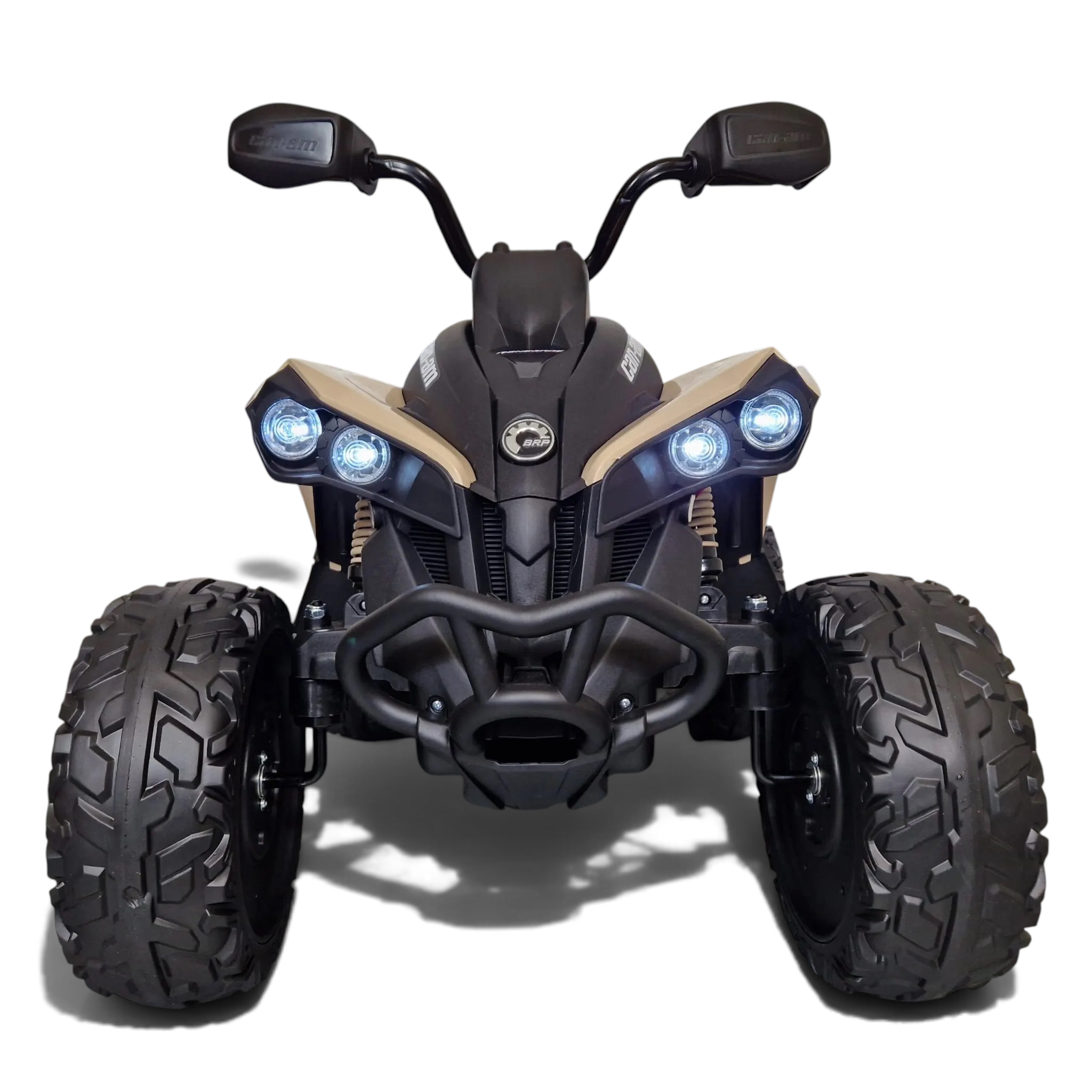 Quad électrique enfant Odecare Can Am Maverick kaki avec pneus EVA robustes et phares LED fonctionnels