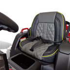 Siège en cuir matelassé gris et noir avec ceinture de sécurité pour tracteur électrique enfant Petit Pilote
