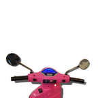 Guidon de scooter électrique enfant Petit Pilote Vespa GTS rose avec tableau de bord numérique, rétroviseurs et port USB