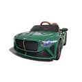 Voiture électrique enfant Petit Pilote Bentley Bacalar vert métallisé avec phares LED allumés et siège en cuir