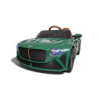 Voiture électrique enfant Petit Pilote Bentley Bacalar vert métallisé avec phares LED allumés et siège en cuir