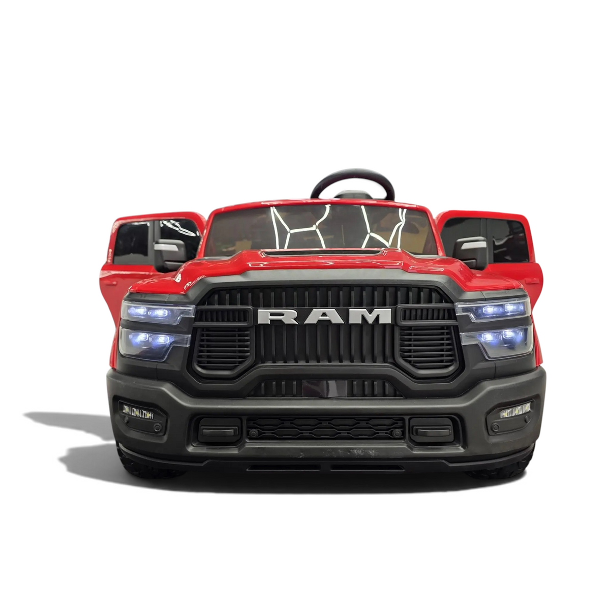Voiture électrique enfant Dodge RAM 12V rouge Odecare avec phares LED fonctionnels et calandre imposante