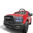 Voiture électrique enfant Petit Pilote Dodge RAM rouge 12V avec phares LED fonctionnels et pneus tout-terrain