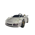Voiture électrique enfant Petit Pilote Porsche RUF 24V argent métallisé 2 places avec phares LED et pneus en caoutchouc