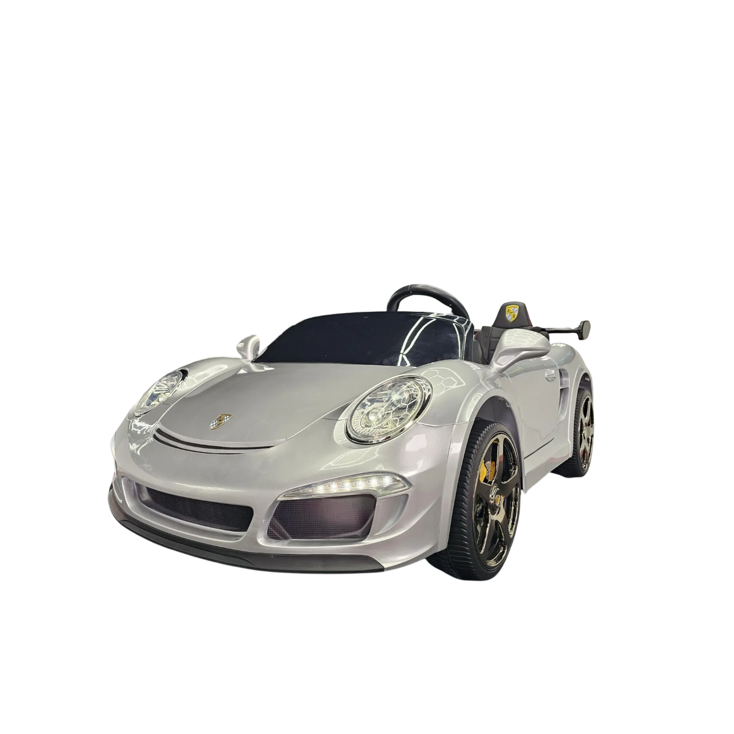 Voiture électrique enfant Odecare Porsche RUF 24V argent métallisé 2 places avec phares LED et pneus en caoutchouc