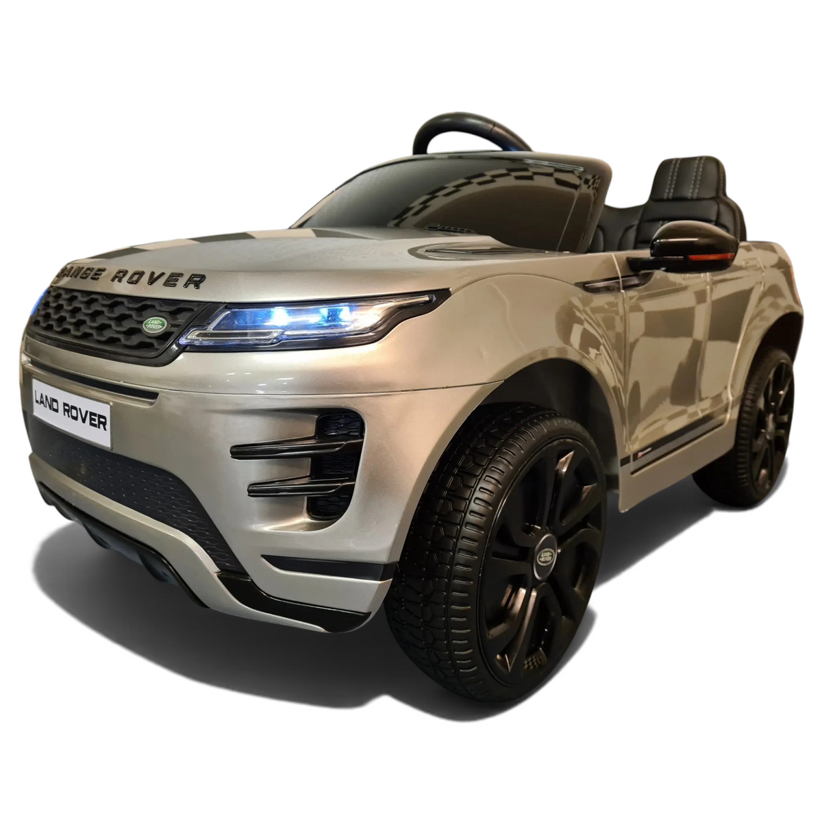 Voiture électrique enfant Odecare Range Rover Evoque gris métallisé avec phares LED et pneus en caoutchouc