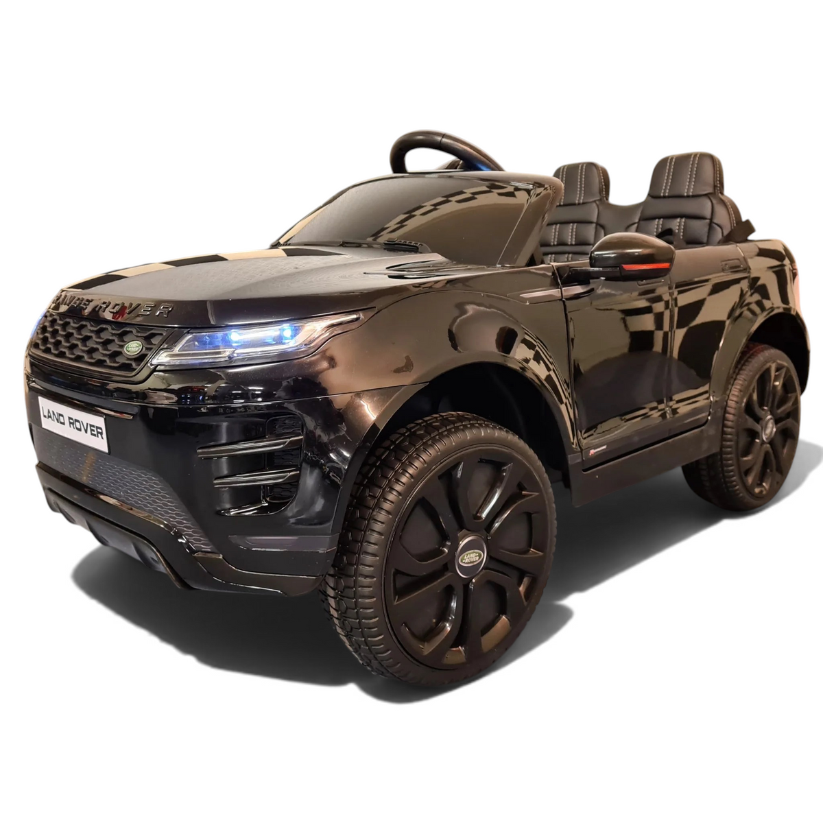 Voiture électrique enfant Odecare Range Rover Evoque noir métallisé avec phares LED et siège en cuir