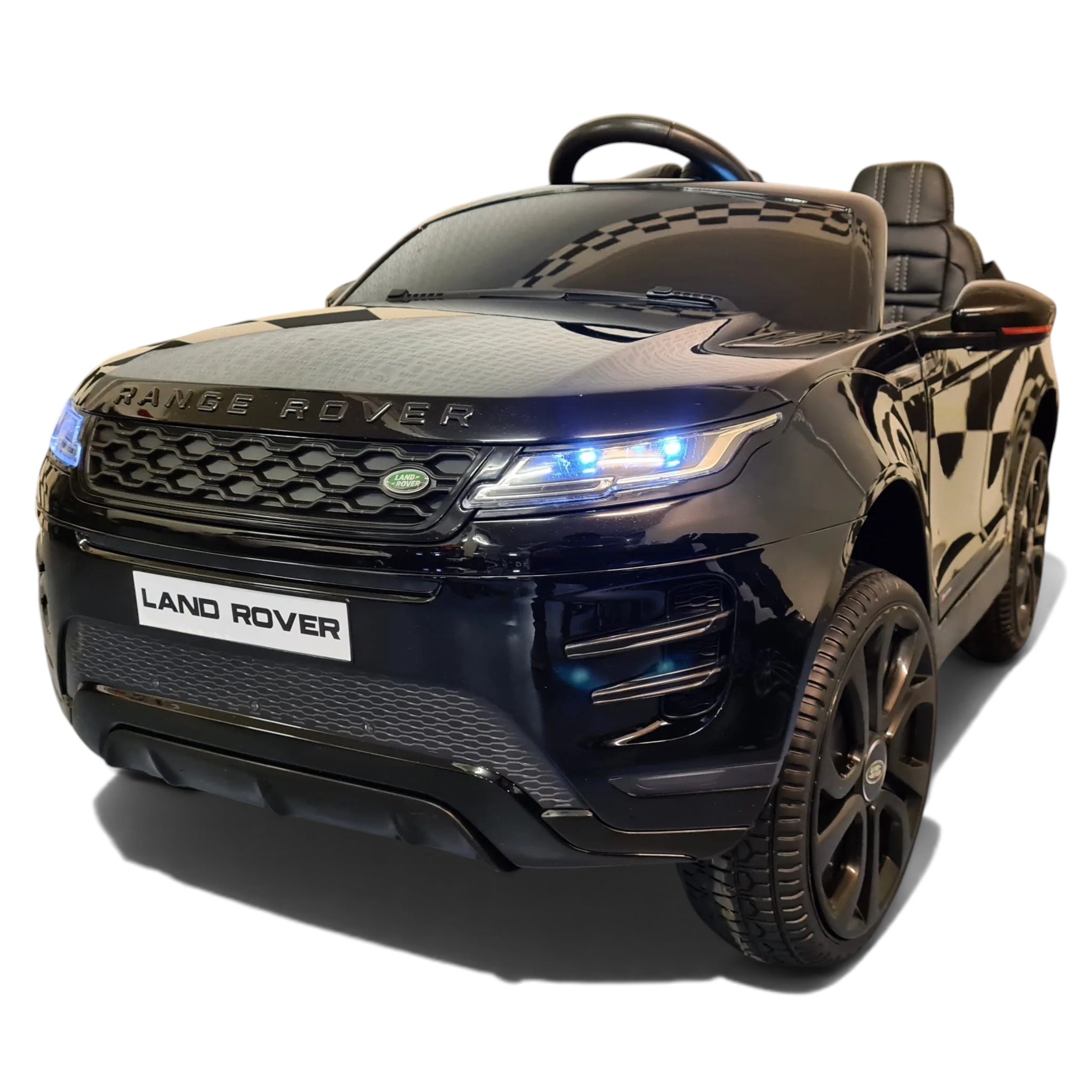 Voiture électrique enfant Odecare Range Rover Evoque noir métallisé avec phares LED et pneus en caoutchouc