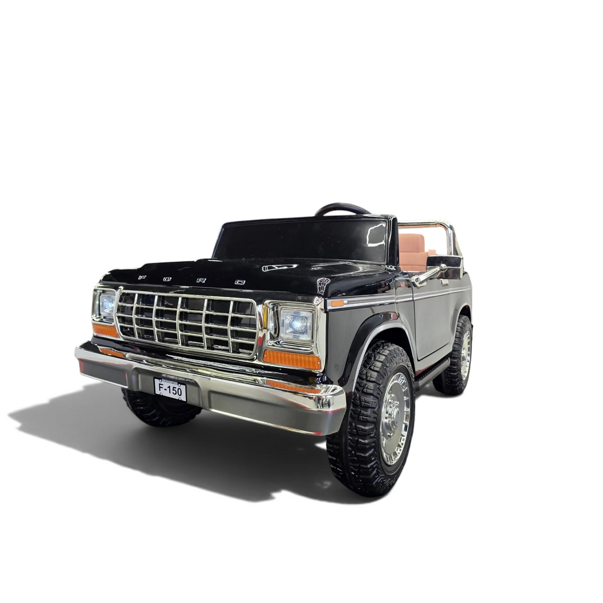 Voiture électrique enfant Odecare Ford F-150 Classic 24V noir métallisé 2 places avec pneus EVA et phares LED