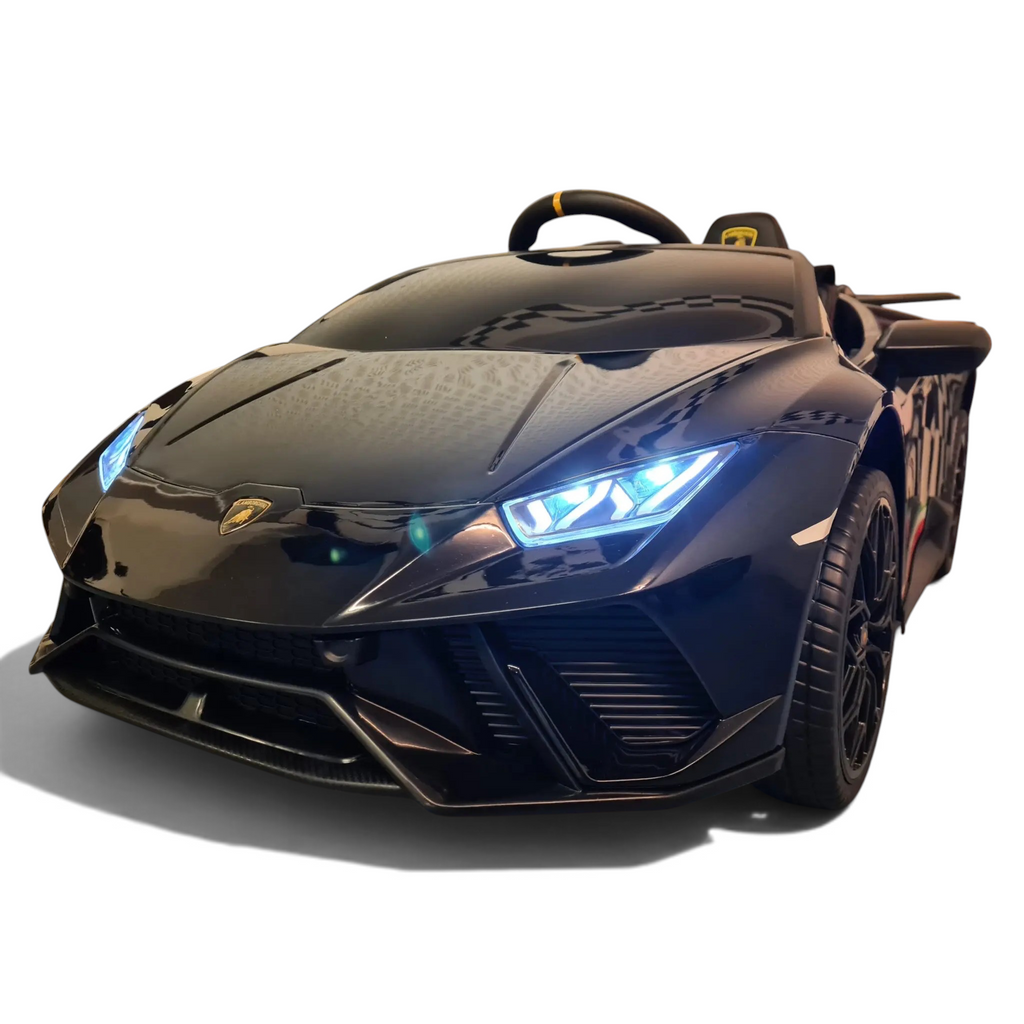 Voiture électrique enfant Petit Pilote Lamborghini Huracán 12V noir métallisé avec phares LED allumés