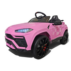 Voiture électrique enfant Petit Pilote Lamborghini Urus rose avec phares LED, siège en cuir et pneus EVA sportifs