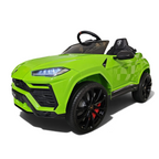 Voiture électrique pour enfant Petit Pilote Lamborghini Urus verte avec phares LED, siège en cuir et pneus EVA