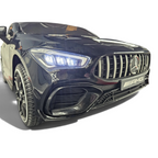 Voiture électrique enfant Petit Pilote Mercedes CLA 45 noire métallisée avec phares LED allumés et calandre sportive