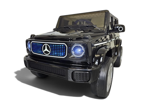 Voiture électrique enfant Petit Pilote Mercedes EQG noire avec calandre lumineuse LED et phares fonctionnels