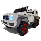 Voiture électrique enfant Petit Pilote Mercedes G63 AMG 6x6 blanche avec phares LED et pneus EVA tout-terrain
