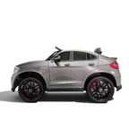 Voiture électrique enfant Petit Pilote Mercedes GLC 63 AMG gris métallisé avec jantes noires et pneus EVA