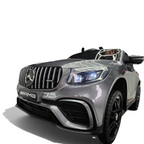 Voiture électrique pour enfant Petit Pilote Mercedes GLC 63 AMG gris métallisé avec phares LED et jantes noires sportives