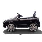 Voiture électrique pour enfant Petit Pilote Porsche Cayenne noire avec pneus EVA et design SUV réaliste