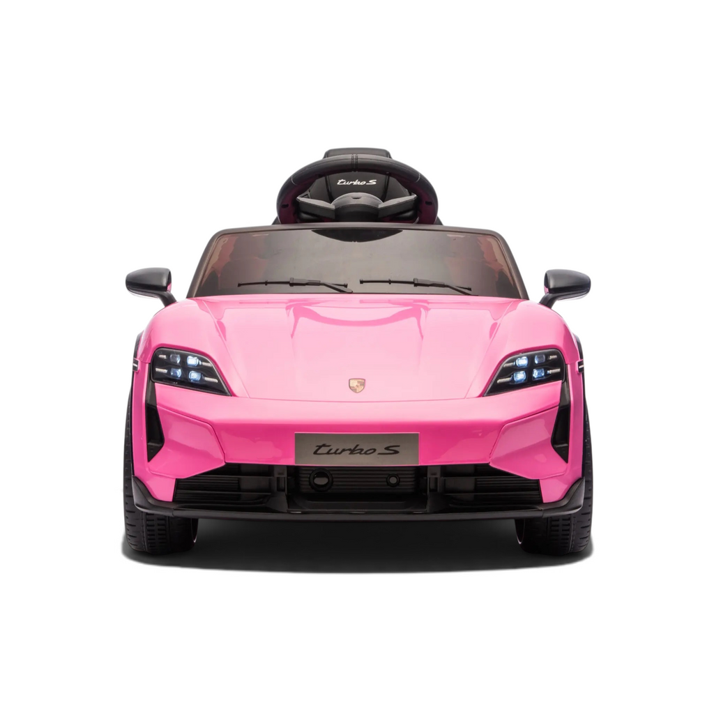 Voiture électrique pour enfant Petit Pilote Porsche Taycan rose avec phares LED et design sous licence officielle