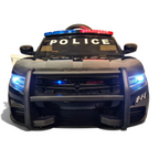 Voiture de police électrique Petit Pilote noire pour enfant avec gyrophares, phares LED et pare-buffle réaliste